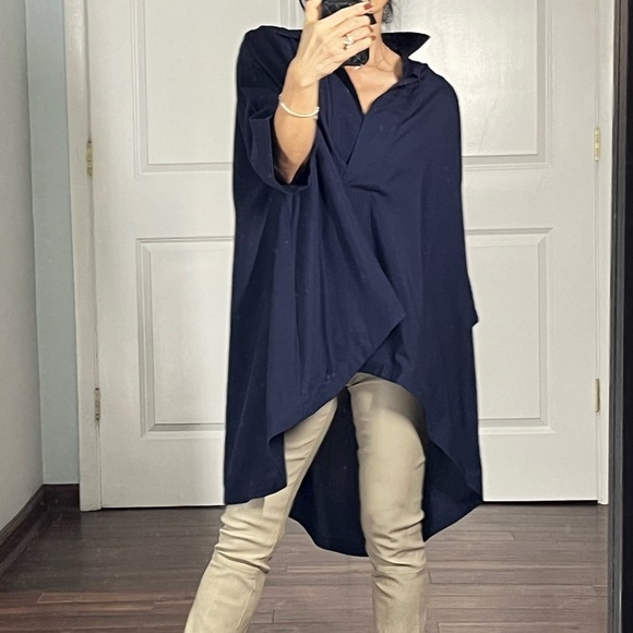 Manrico Cashmere split neck high low top blouse size M - Picture 2 of 13